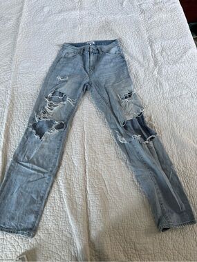 pistola Light Blue Distressed Straight Leg Jeans